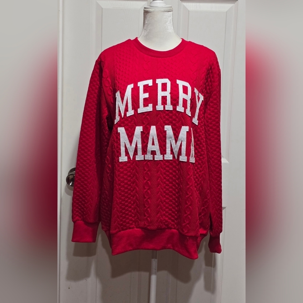 Simply Southern Red "Merry Mama" Sweater Sweatshirt - Picture 2 of 12